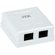 ITK 2x Ports Cat.5E Rj45 8P8 ethernet wall plate, white