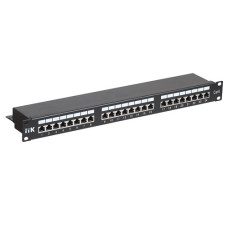  ITK 1U Cat.6 STP patch panel, 24 ports (Dual), with cable manager