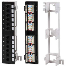 Wall-mounted UTP Cat.6 patch panel with 12 ports.